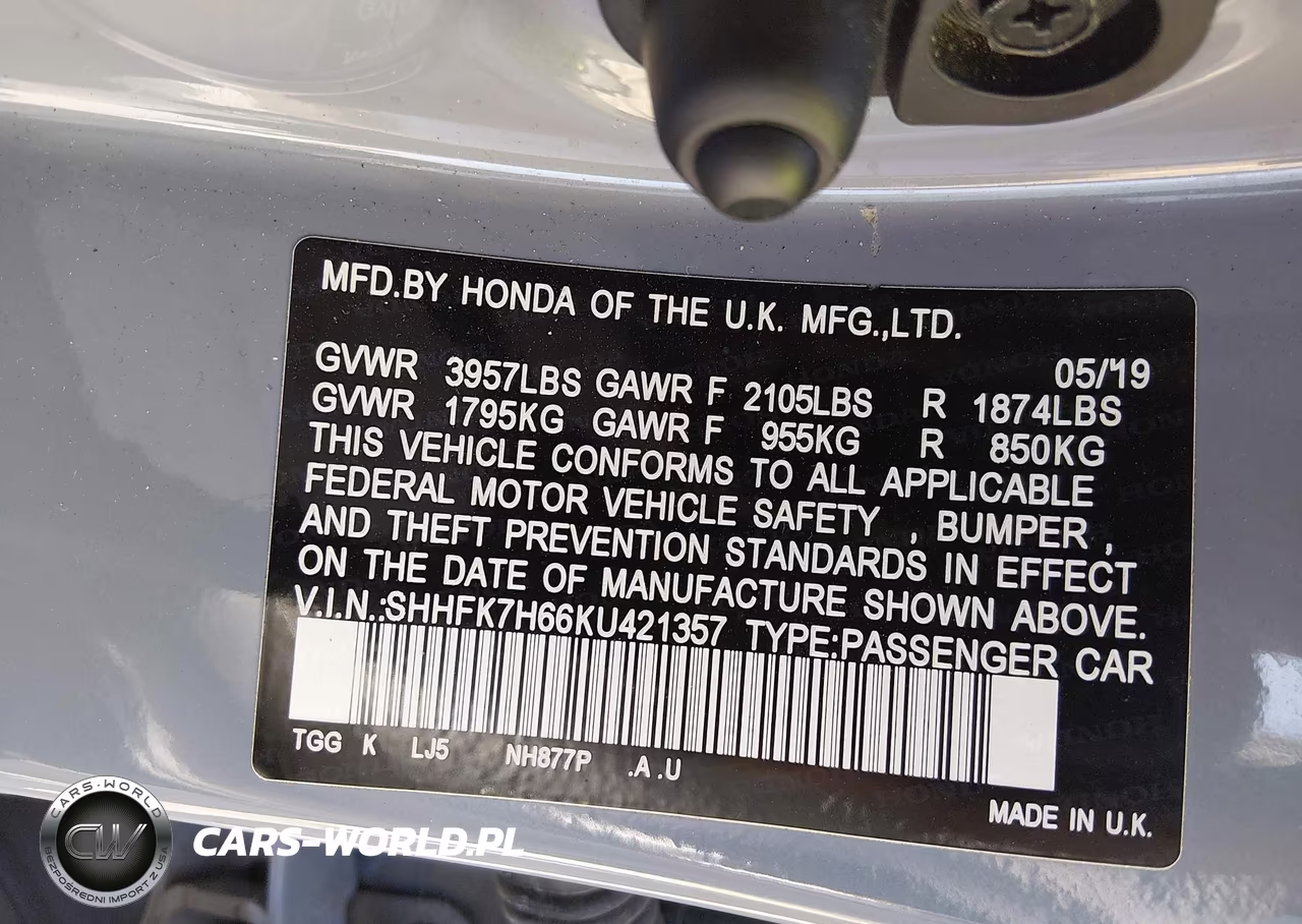 2019 Honda Civic Ex VIN:SHHFK7H66KU421357 - 9