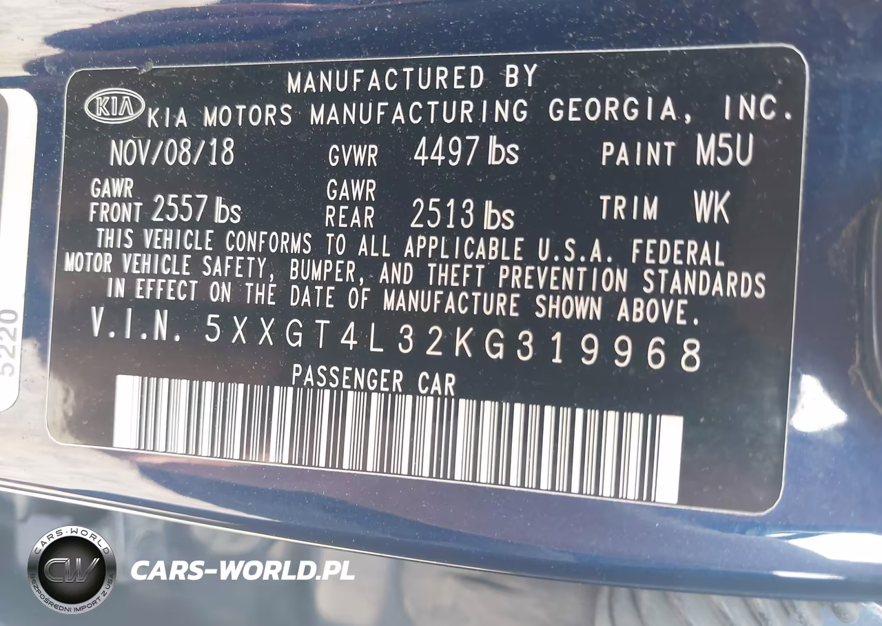2019 Kia Optima Lx VIN:5XXGT4L32KG319968 - 9