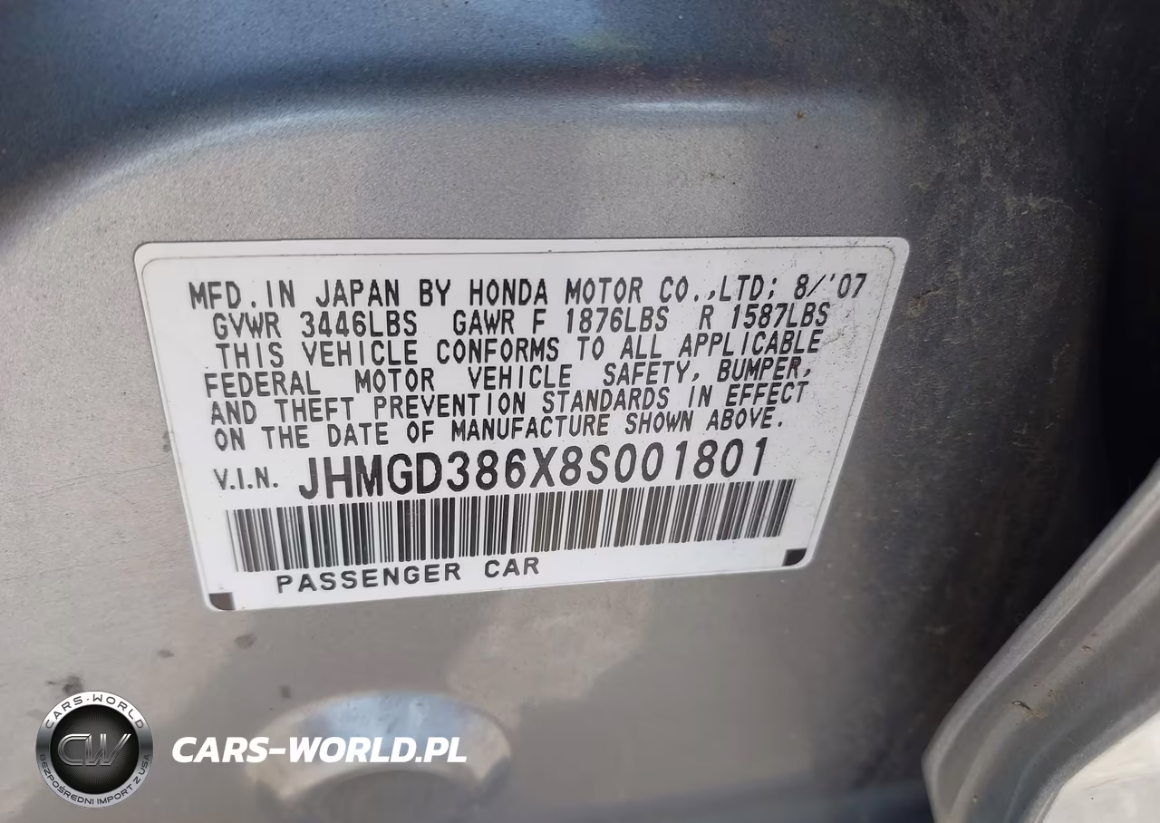 2008 Honda Fit Sport VIN:JHMGD386X8S001801 - 9