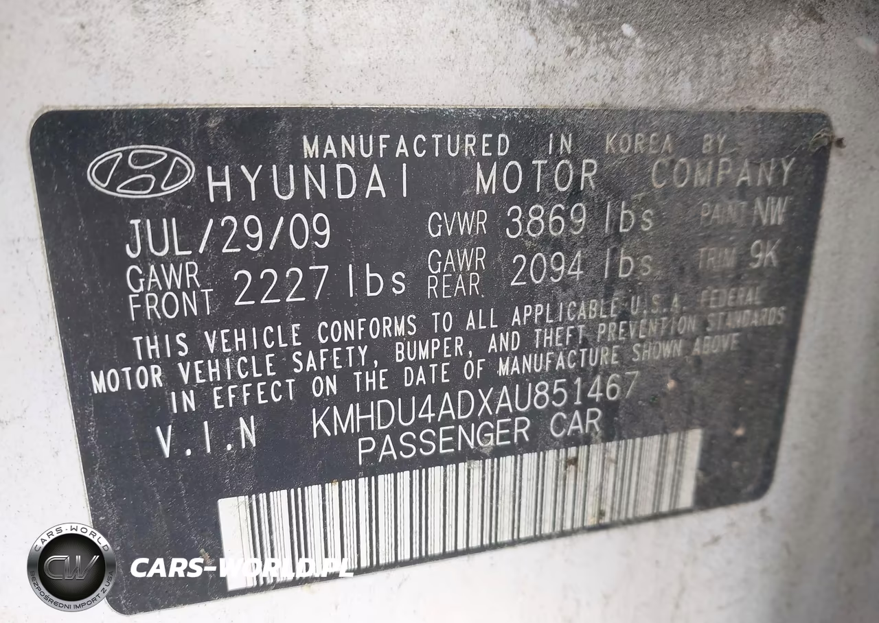 2010 Hyundai Elantra Gls VIN:KMHDU4ADXAU851467 - 9