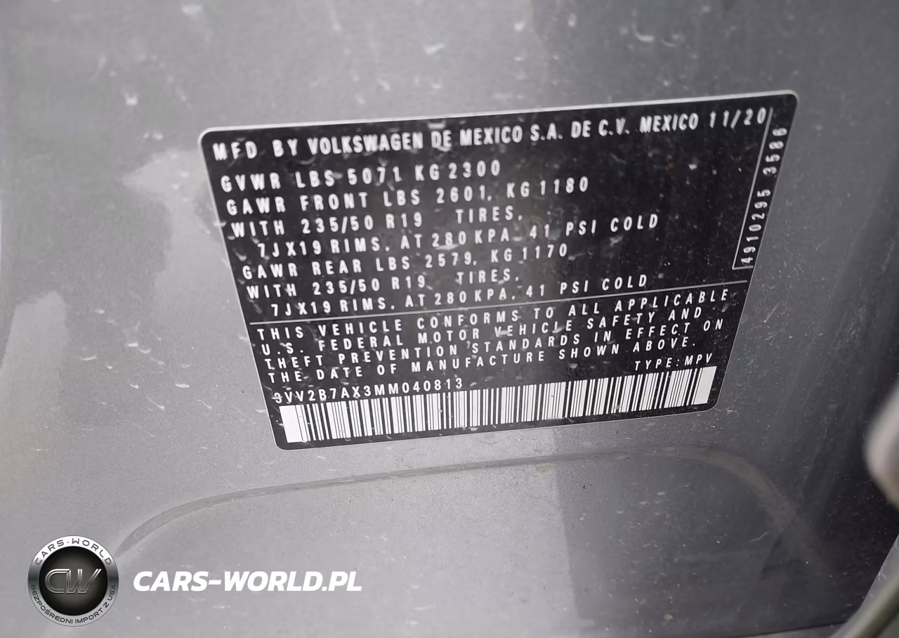 2021 Volkswagen Tiguan 2.0T Se-2.0T Se R-Line Black-2.0T Sel VIN:3VV2B7AX3MM040813 - 9