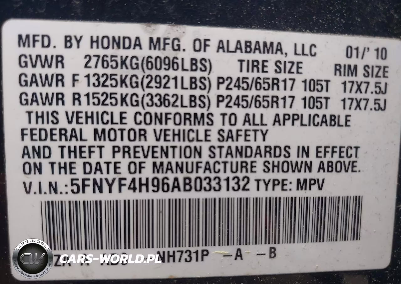 2010 Honda Pilot Touring VIN:5FNYF4H96AB033132 - 9