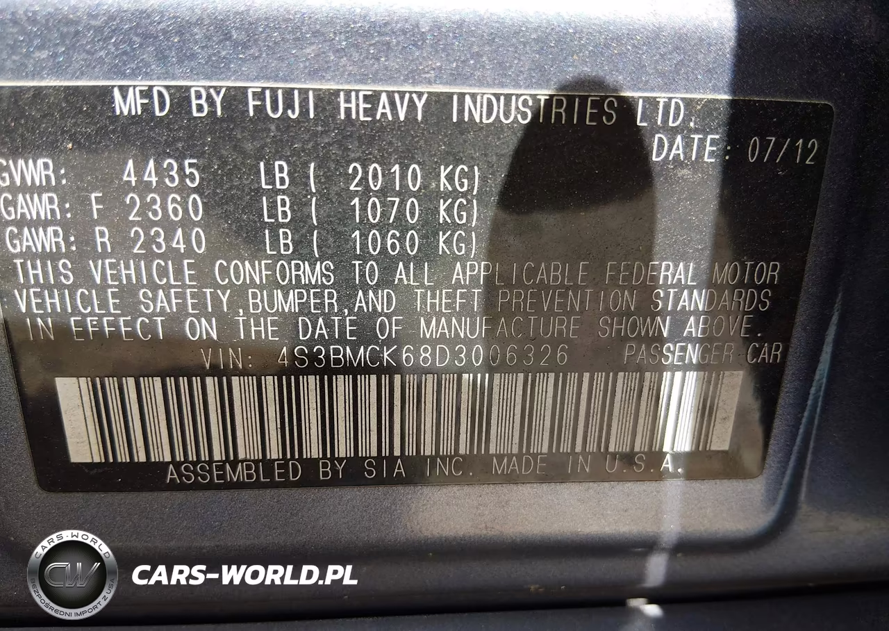 2013 Subaru Legacy 2.5I Limited VIN:4S3BMCK68D3006326 - 9