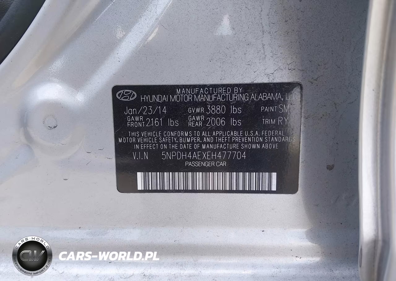 2014 Hyundai Elantra Limited VIN:5NPDH4AEXEH477704 - 9