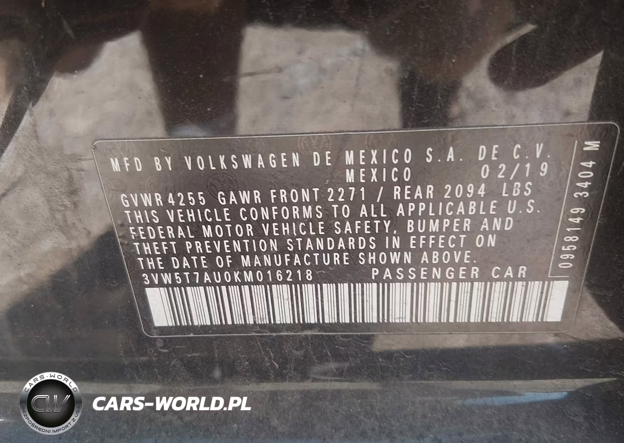2019 Volkswagen Golf Gti 2.0T Autobahn-2.0T Rabbit Edition-2.0T S-2.0T Se VIN:3VW5T7AU0KM016218 - 9