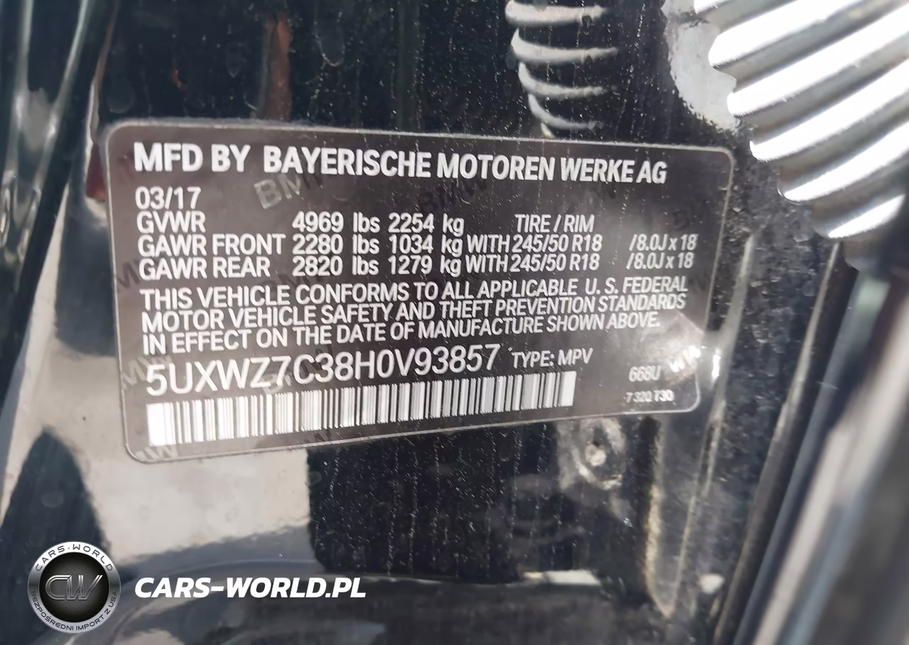 2017 BMW X3 Sdrive28I VIN:5UXWZ7C38H0V93857 - 9