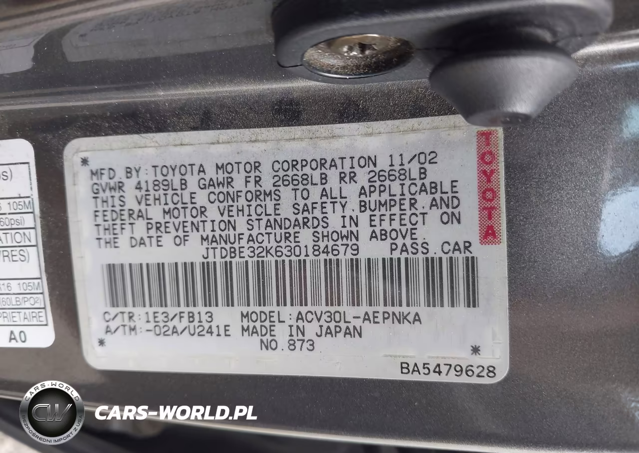 2003 Toyota Camry Le VIN:JTDBE32K630184679 - 9
