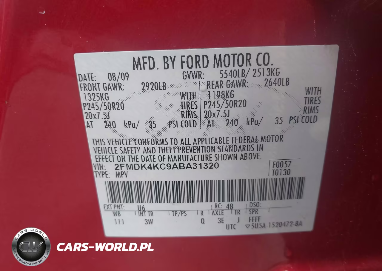 2010 Ford Edge Limited VIN:2FMDK4KC9ABA31320 - 9