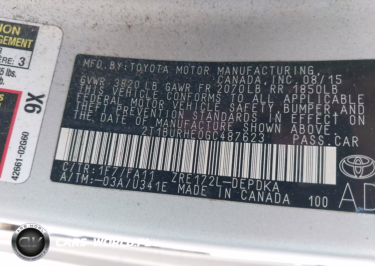 2016 Toyota Corolla L VIN:2T1BURHE0GC487623 - 9