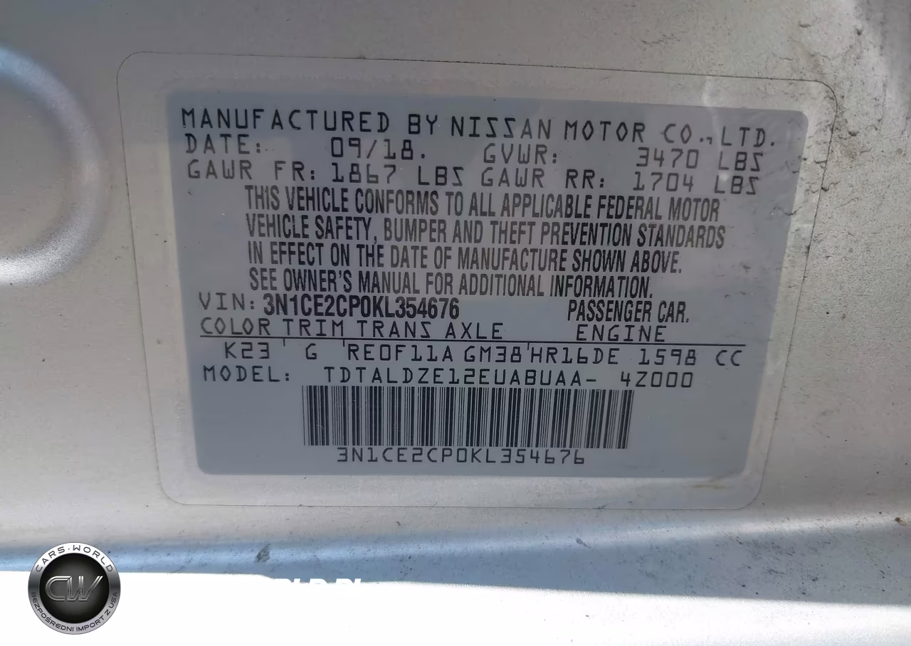 2019 Nissan Versa Note Sv VIN:3N1CE2CP0KL354676 - 9