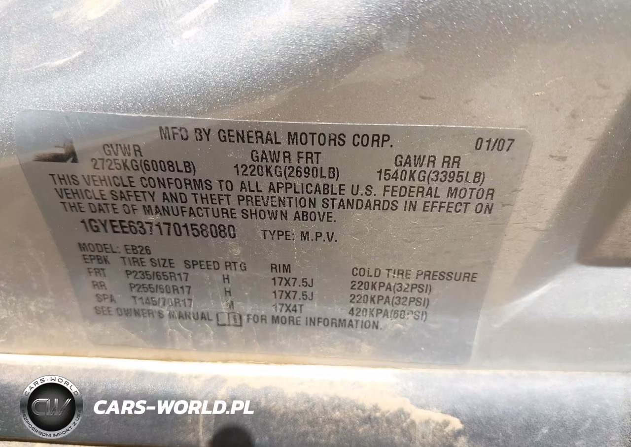 2007 Cadillac Srx V6 VIN:1GYEE637170158080 - 9