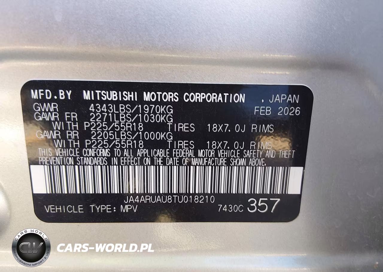 2026 Mitsubishi Outlander Sport 2.0 Es-2.0 Le-2.0 Ralliart-2.0 S-2.0 Se-2.0 Trail Edition VIN:JA4ARUAU8TU018210 - 9