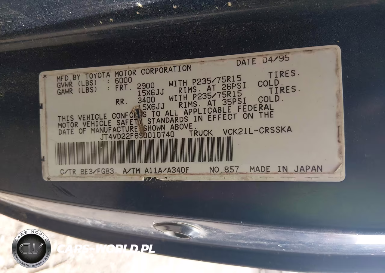 1995 Toyota T100 Xtracab Sr5 VIN:JT4VD22F8S0010740 - 9
