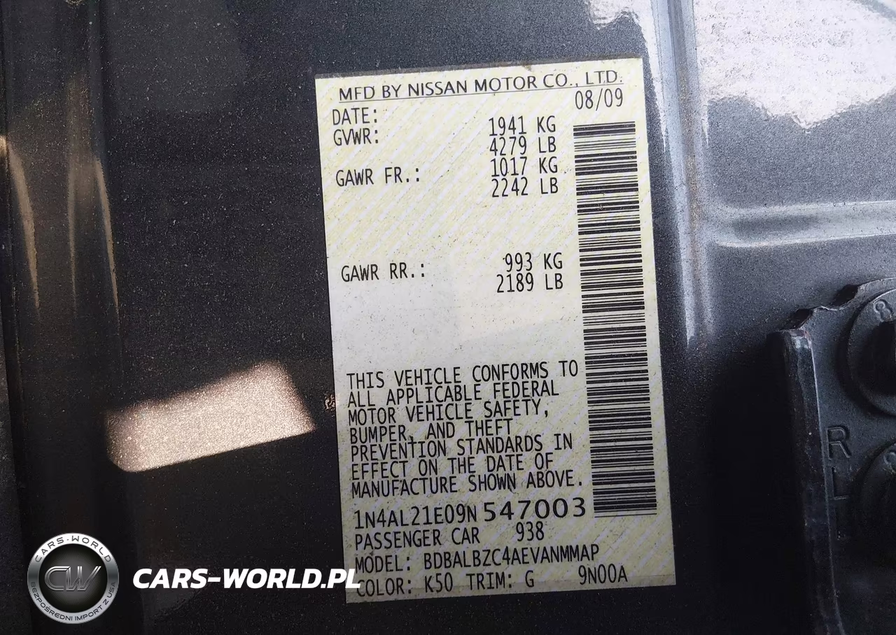 2009 Nissan Altima 2.5 S VIN:1N4AL21E09N547003 - 9