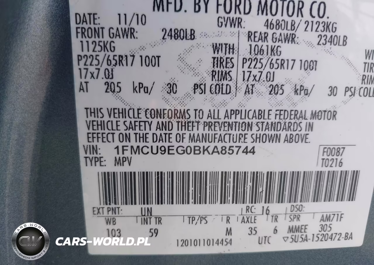 2011 Ford Escape Limited VIN:1FMCU9EG0BKA85744 - 9