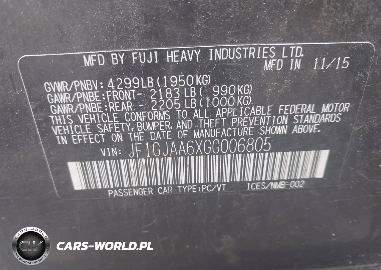 2016 Subaru Impreza 2.0I VIN:JF1GJAA6XGG006805 - 9