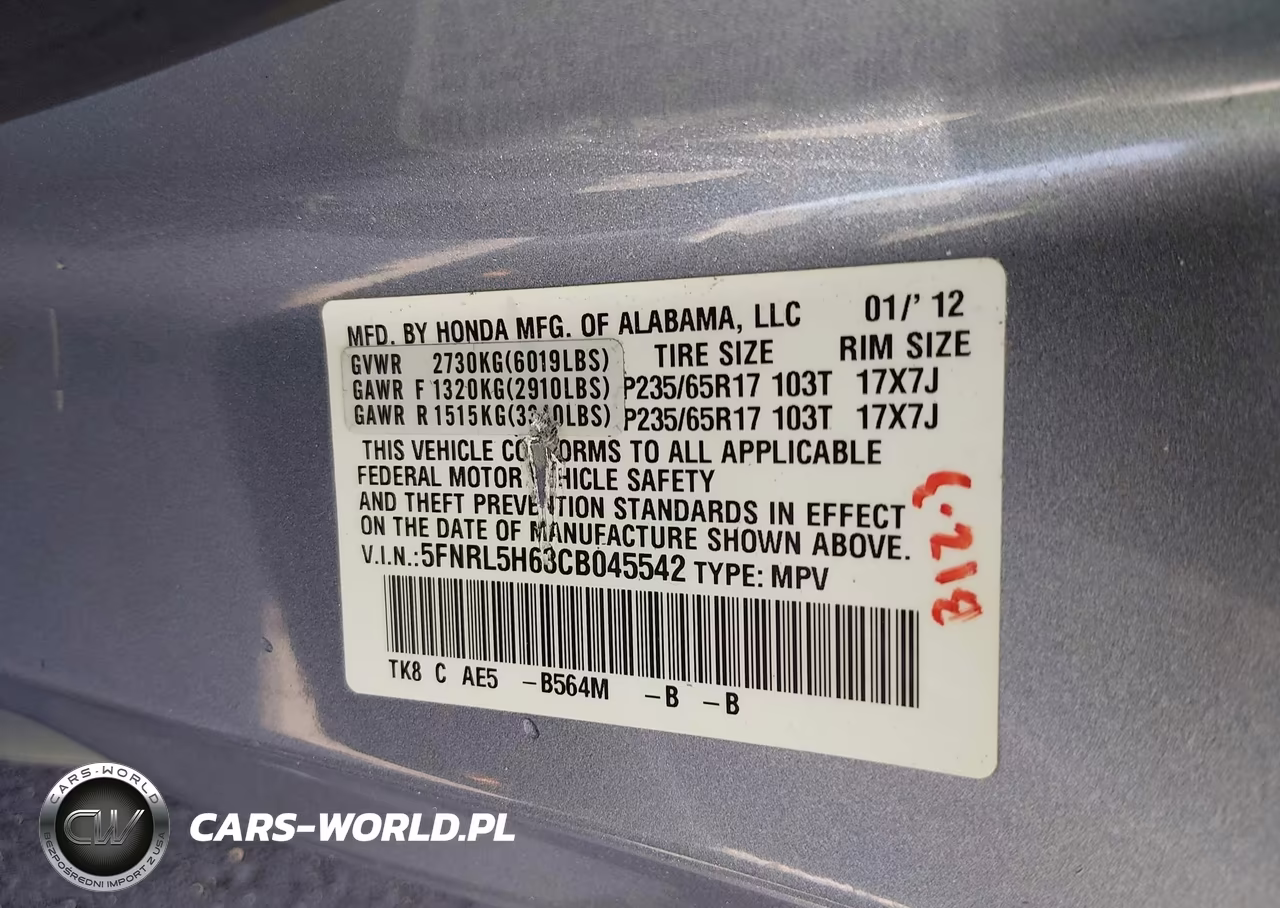 2012 Honda Odyssey Ex-L VIN:5FNRL5H63CB045542 - 9
