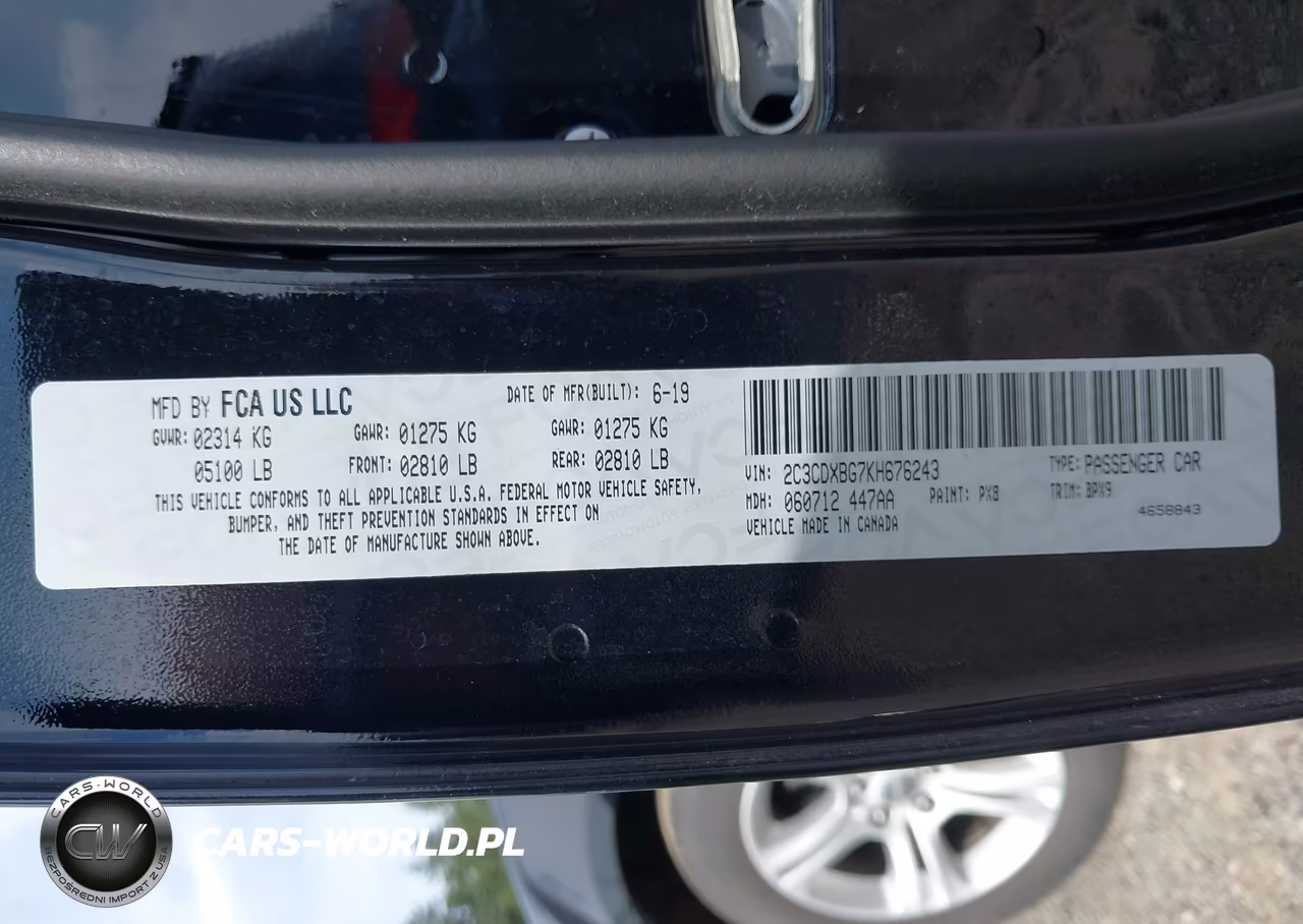 2019 Dodge Charger Sxt Rwd VIN:2C3CDXBG7KH676243 - 9