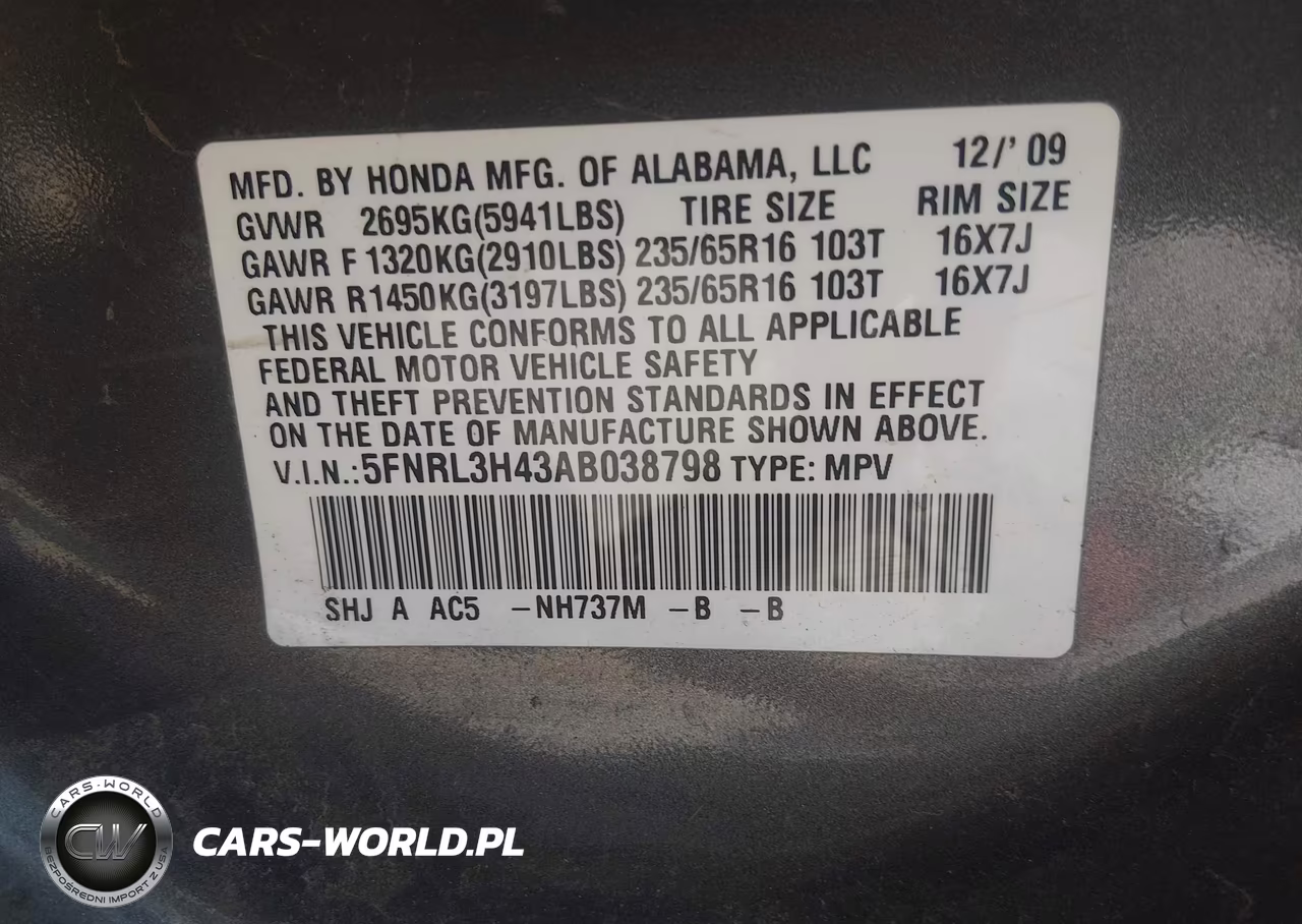 2010 Honda Odyssey Ex VIN:5FNRL3H43AB038798 - 9