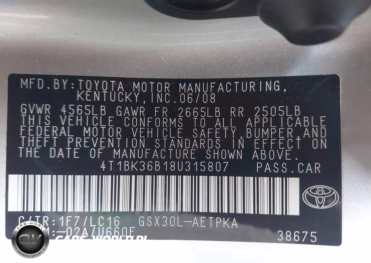 TOYOTA AVALON XL VIN:4T1BK36B18U315807 - 9