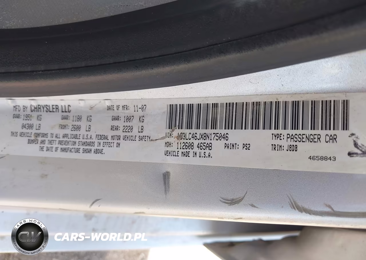 2008 Chrysler Sebring Lx VIN:1C3LC46JX8N175046 - 9