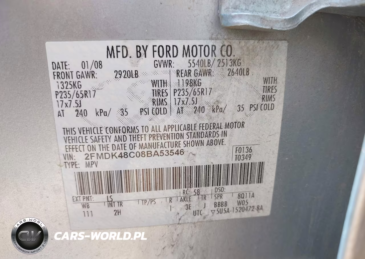 2008 Ford Edge Sel VIN:2FMDK48C08BA53546 - 9