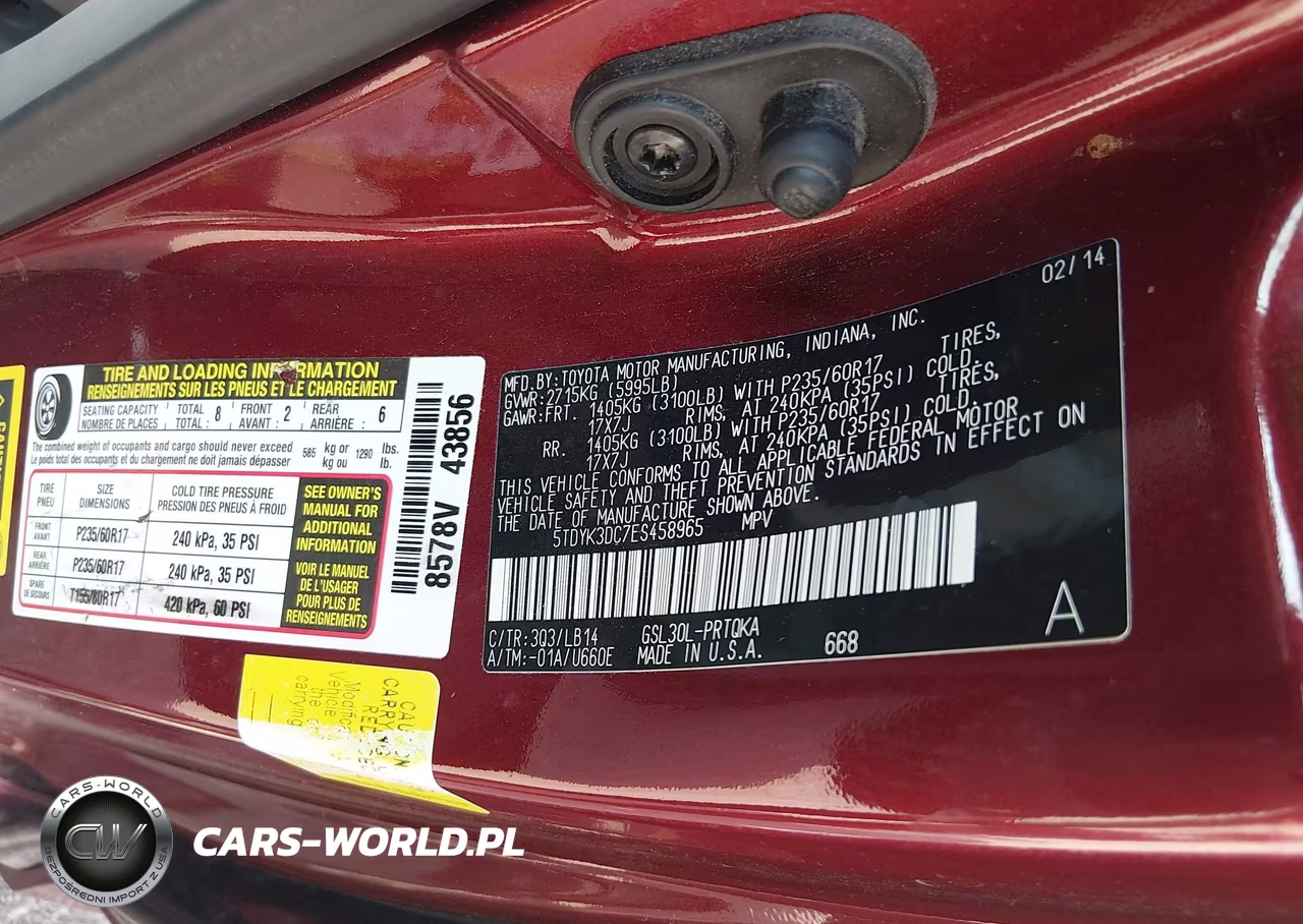 2014 Toyota Sienna Xle V6 8 Passenger VIN:5TDYK3DC7ES458965 - 9