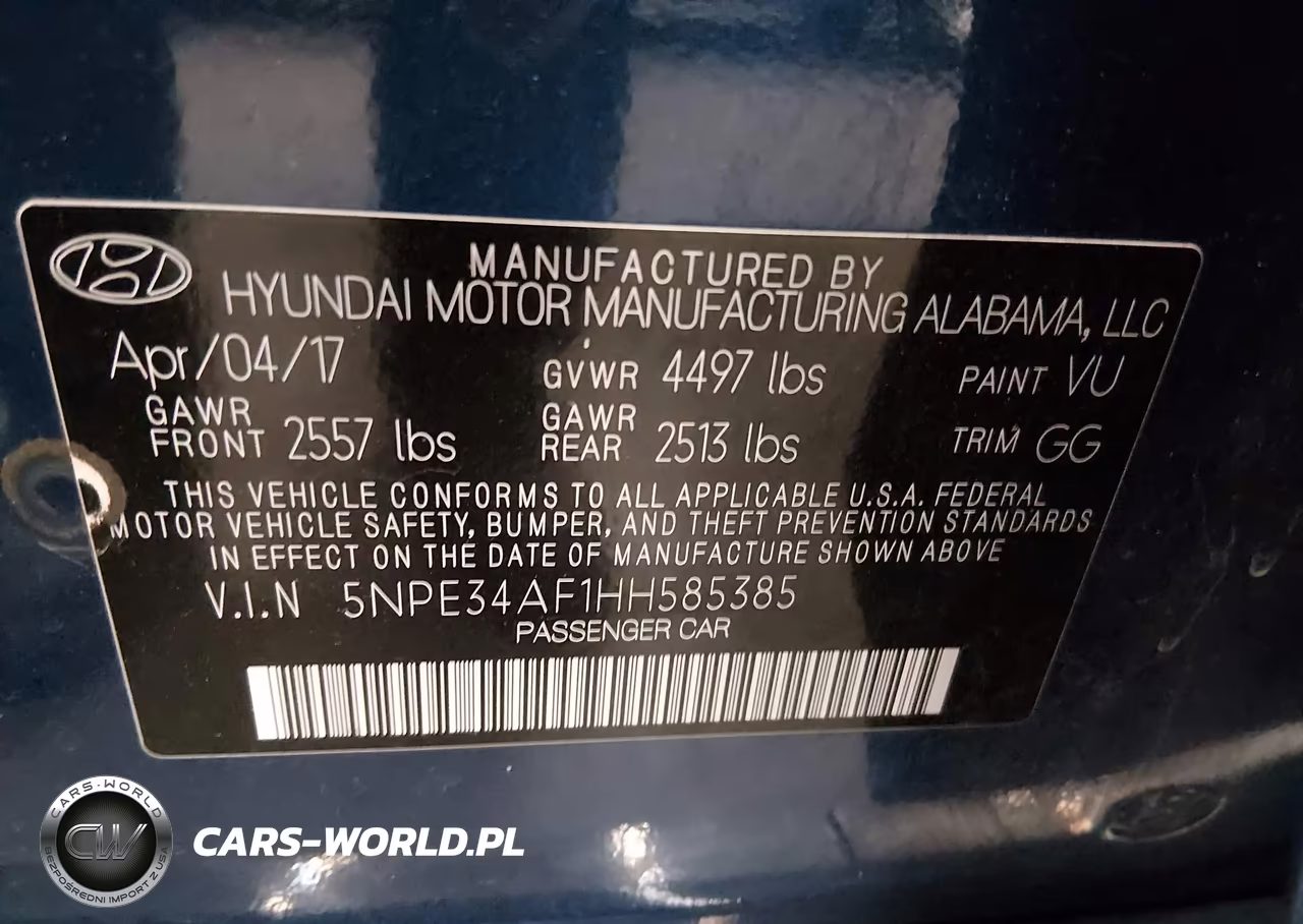 2017 Hyundai Sonata Sport VIN:5NPE34AF1HH585385 - 9