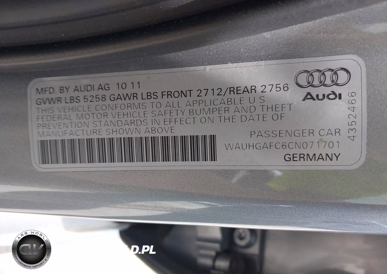 2012 Audi A6 3.0T Prestige VIN:WAUHGAFC6CN071701 - 9