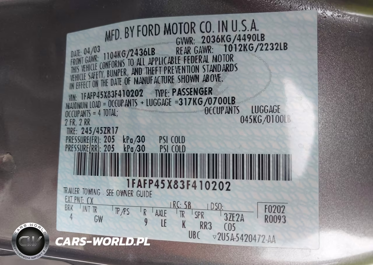 2003 Ford Mustang Gt VIN:1FAFP45X83F410202 - 9