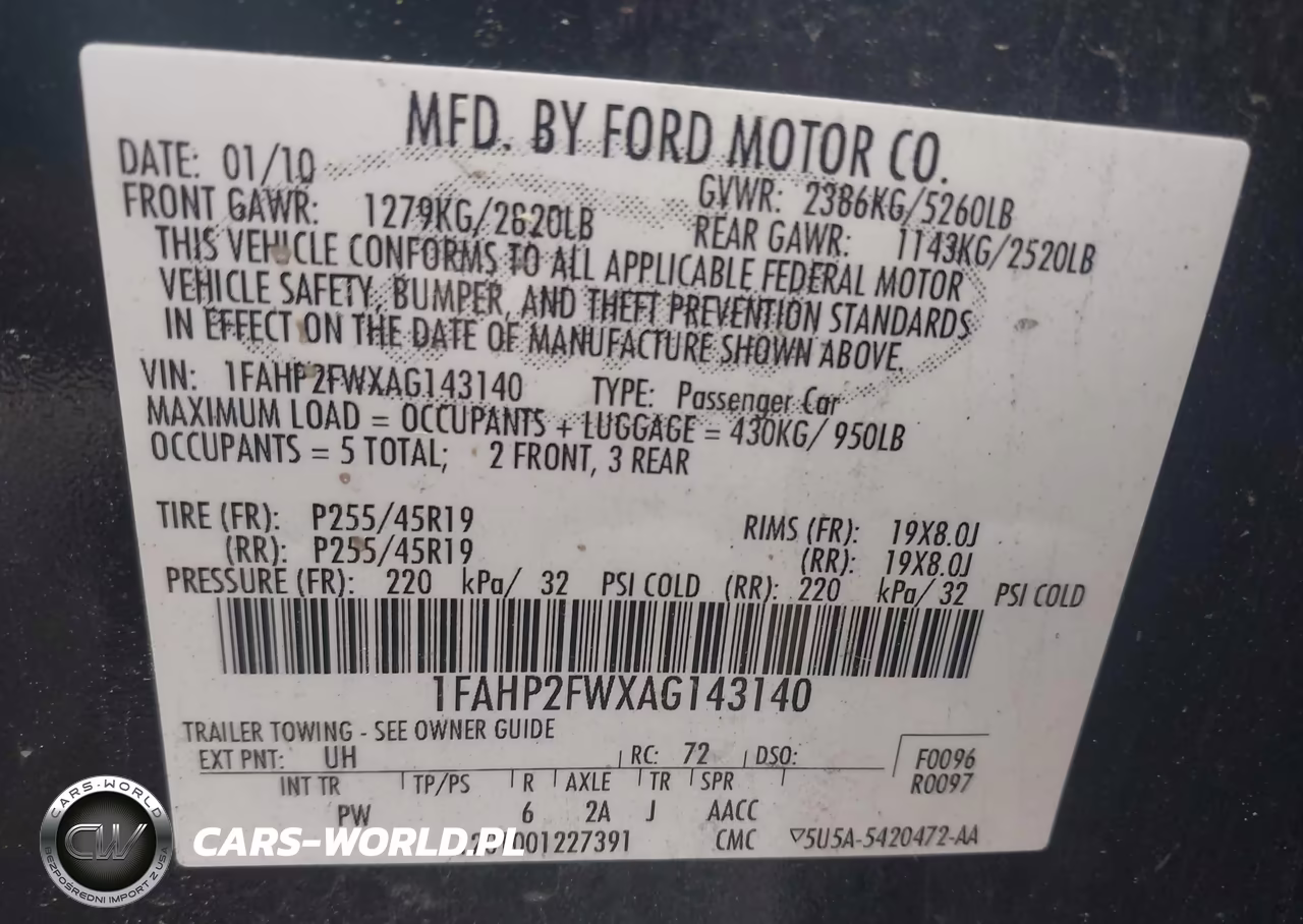 2010 Ford Taurus Limited VIN:1FAHP2FWXAG143140 - 9