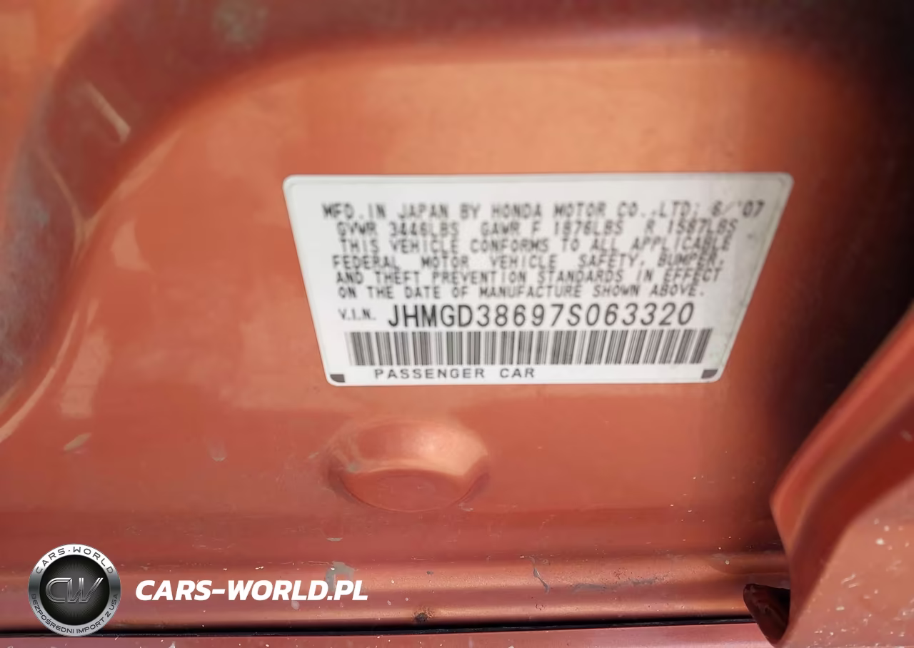2007 Honda Fit Sport VIN:JHMGD38697S063320 - 9