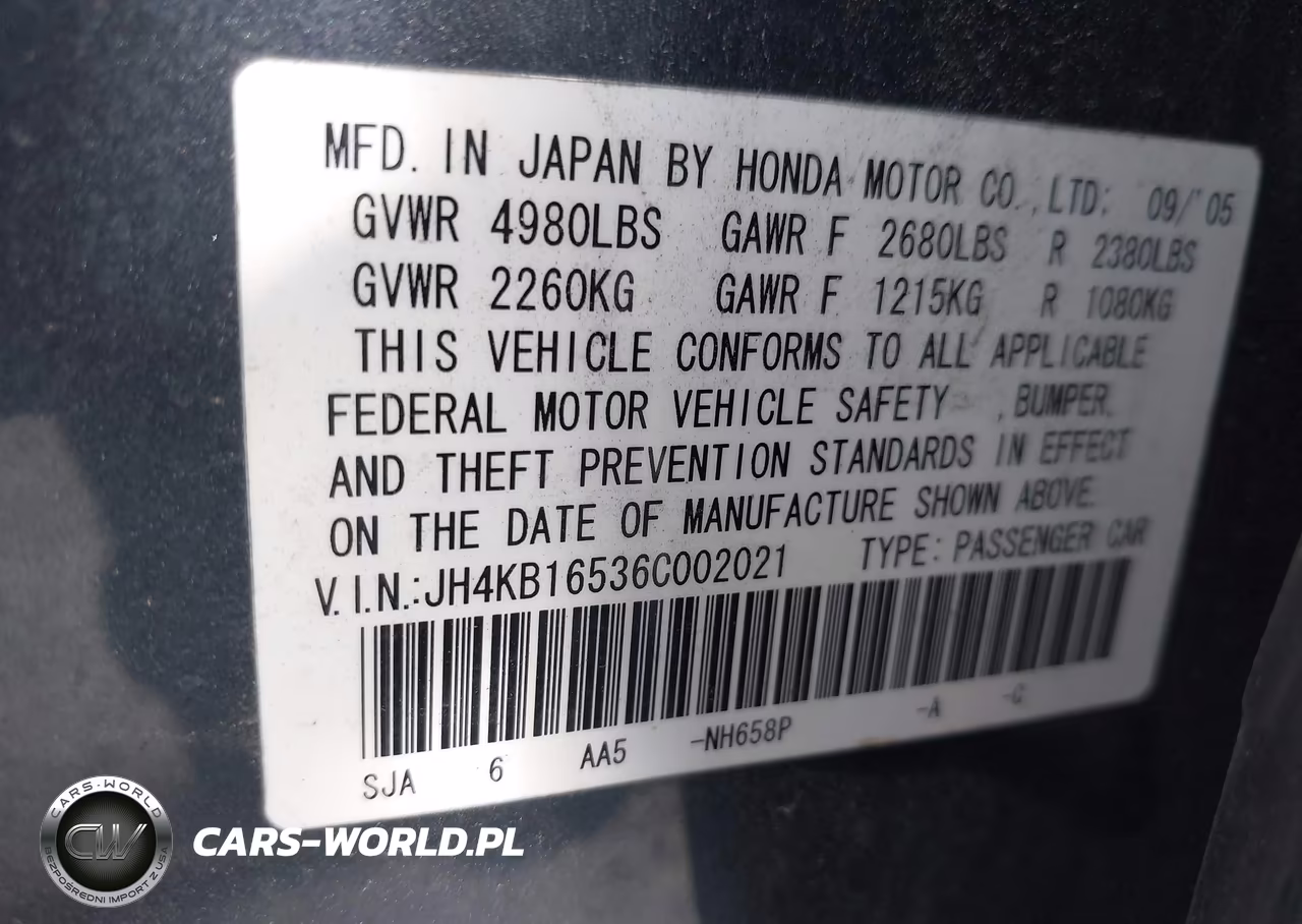 2006 Acura Rl 3.5 VIN:JH4KB16536C002021 - 9