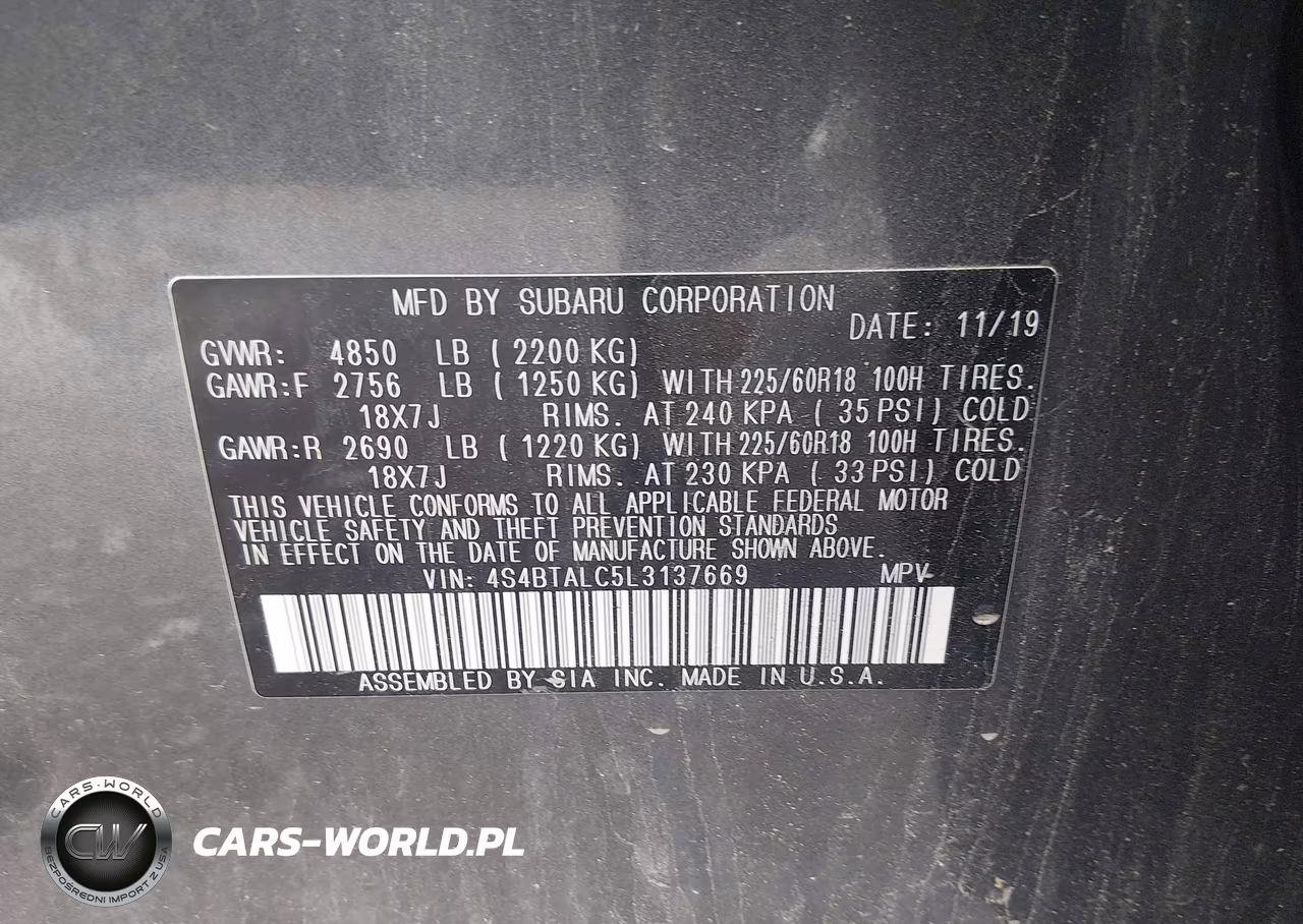 2020 Subaru Outback Limited VIN:4S4BTALC5L3137669 - 9