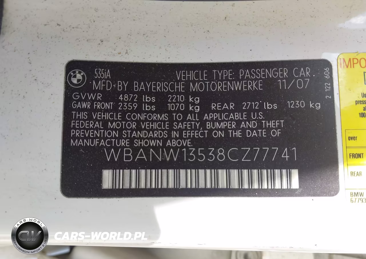 2008 BMW 535I VIN:WBANW13538CZ77741 - 9