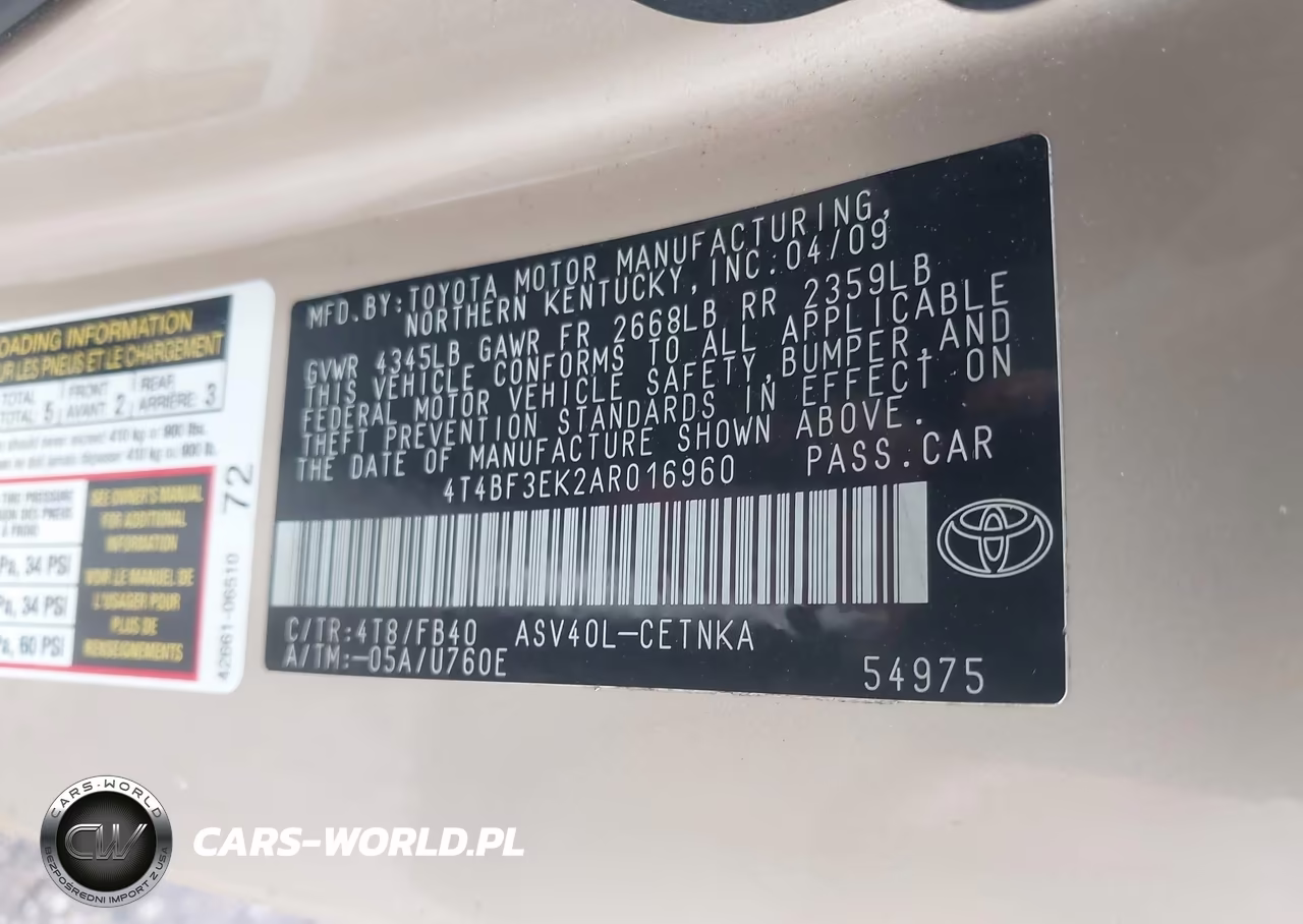 2010 Toyota Camry VIN:4T4BF3EK2AR016960 - 9