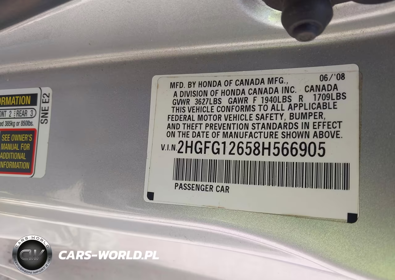 2008 Honda Civic Lx VIN:2HGFG12658H566905 - 9