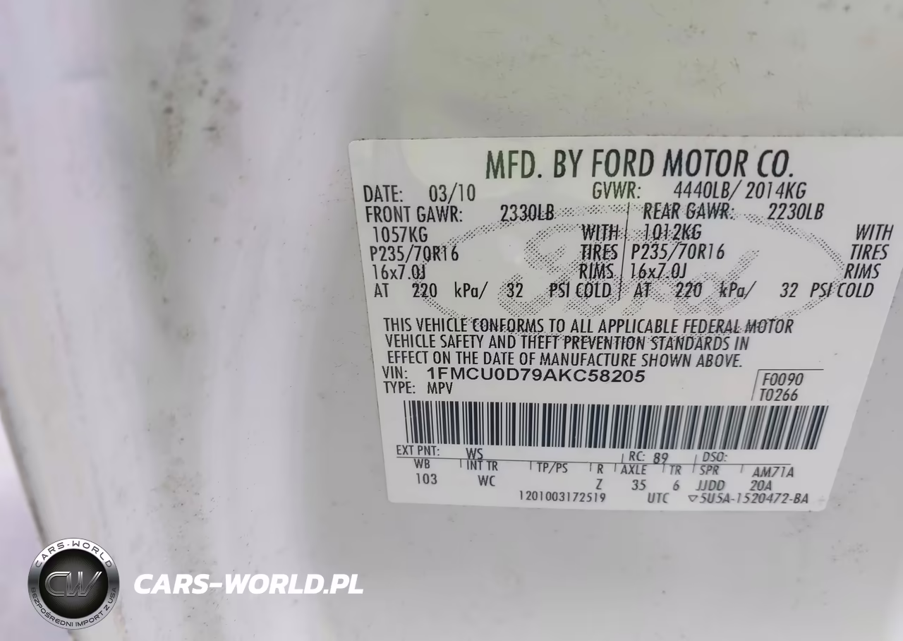2010 Ford Escape Xlt VIN:1FMCU0D79AKC58205 - 9