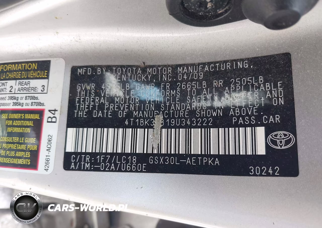 2009 Toyota Avalon Limited VIN:4T1BK36B19U343222 - 9