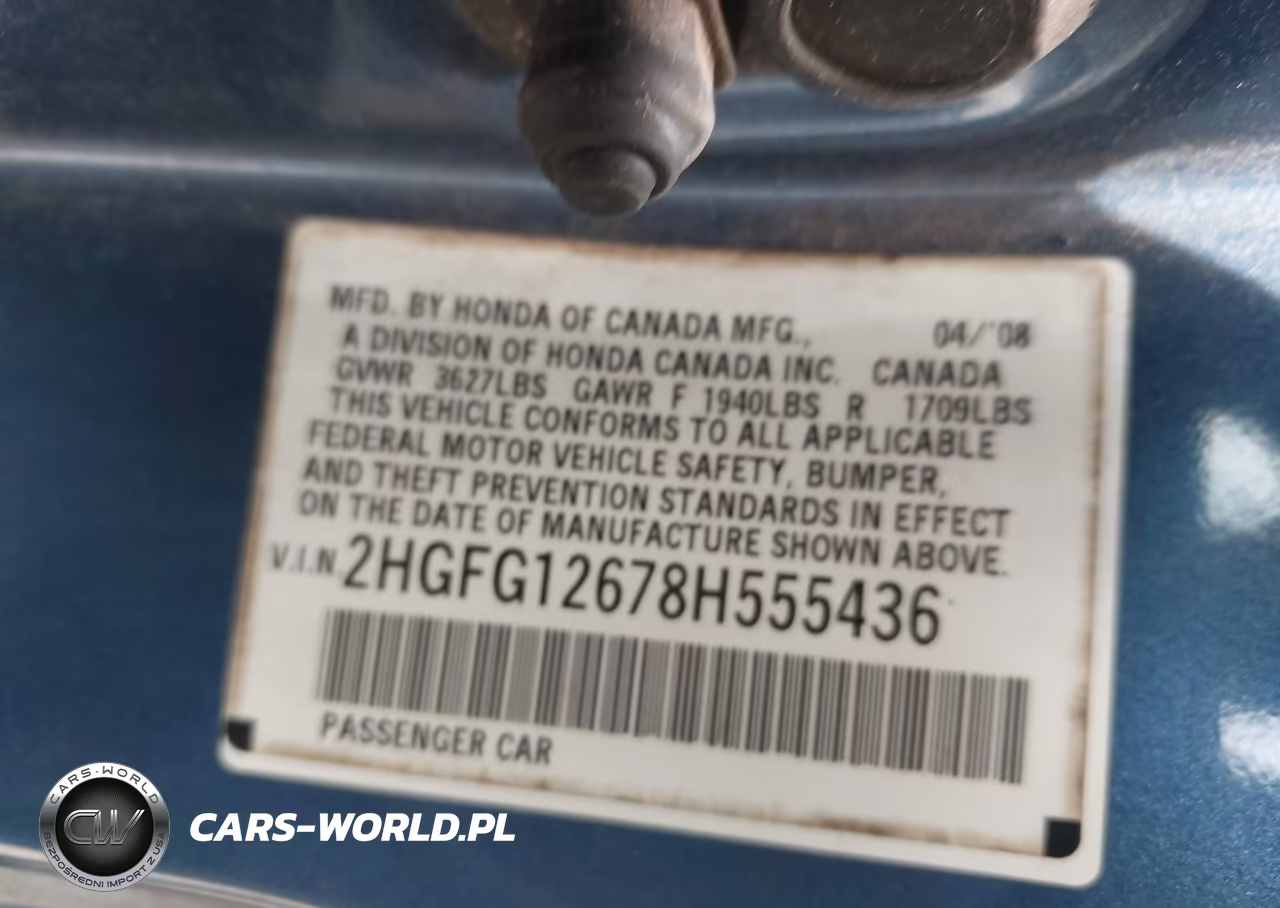 2008 Honda Civic Lx VIN:2HGFG12678H555436 - 9
