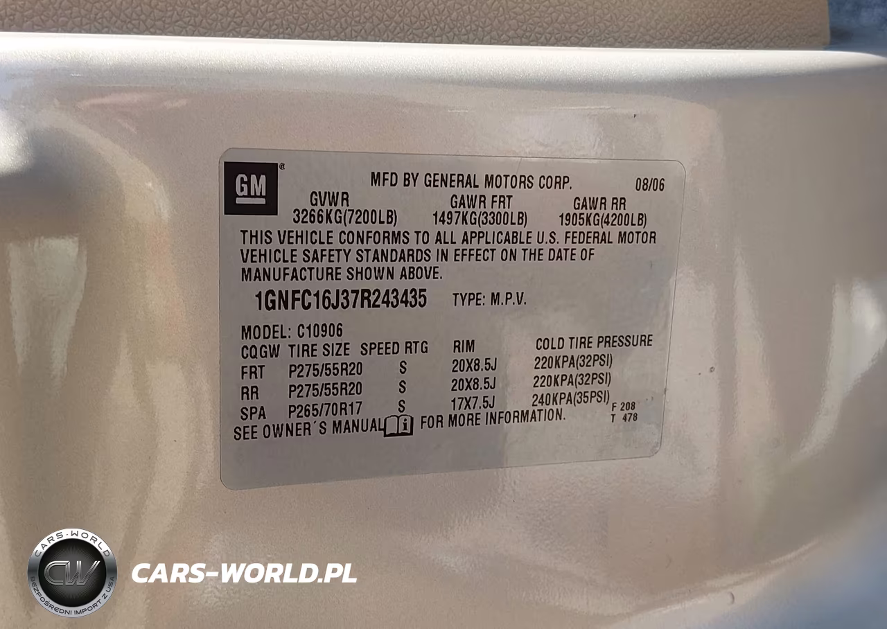 2007 Chevrolet Suburban Ltz VIN:1GNFC16J37R243435 - 9