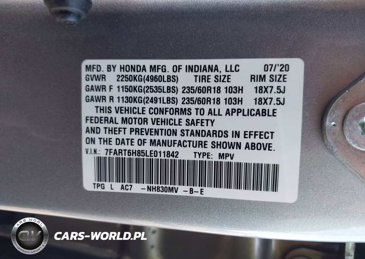 2020 Honda Cr-V Hybrid Ex-L VIN:7FART6H85LE011842 - 9