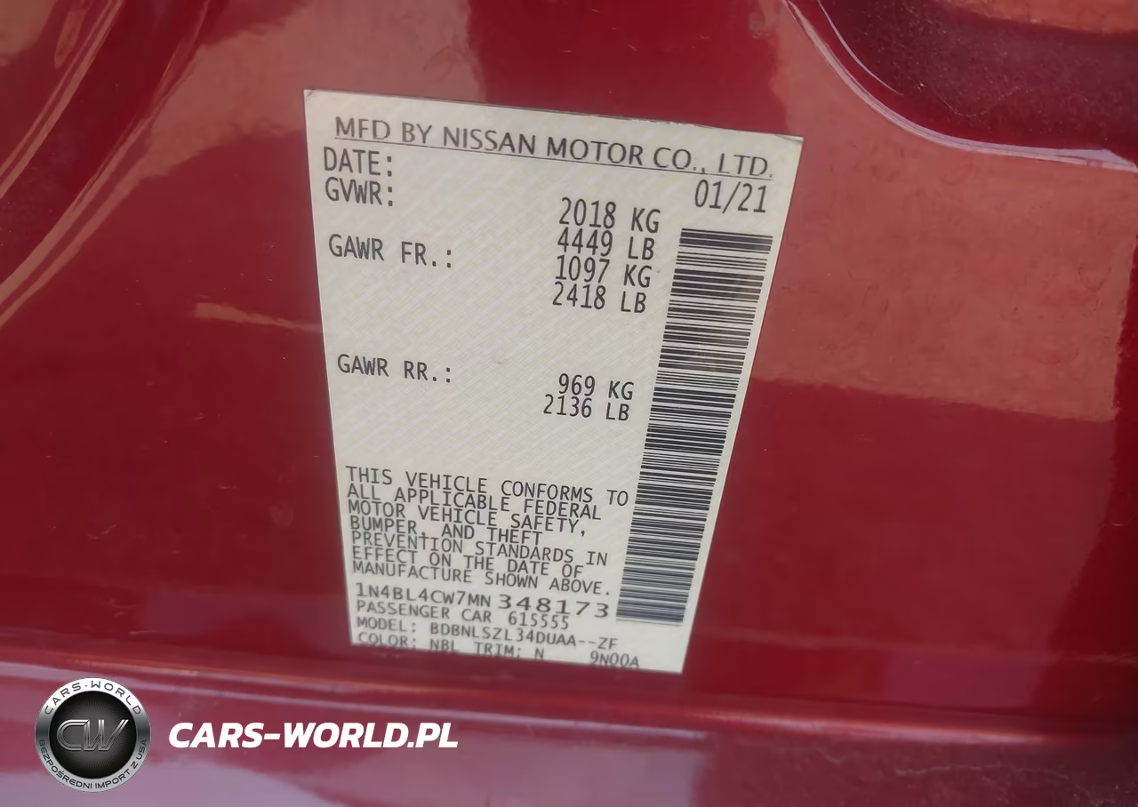 2021 Nissan Altima Sr Intelligent Awd VIN:1N4BL4CW7MN348173 - 9
