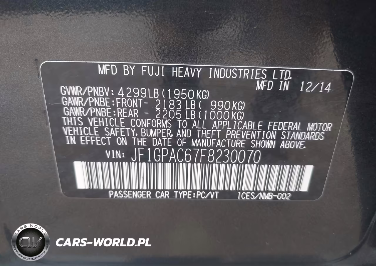 2015 Subaru Impreza 2.0I Premium VIN:JF1GPAC67F8230070 - 9