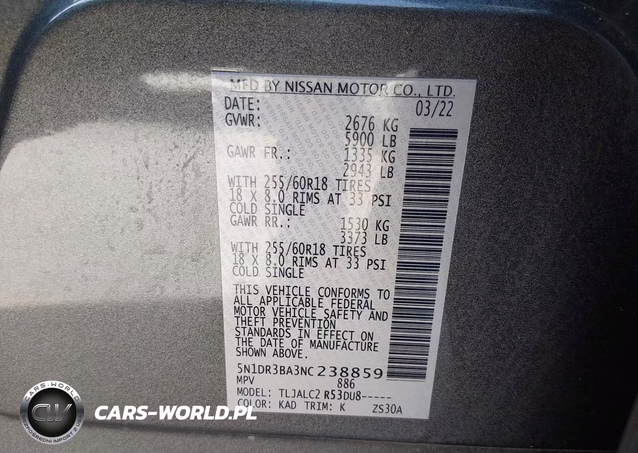 2022 Nissan Pathfinder Sv 2Wd VIN:5N1DR3BA3NC238859 - 9