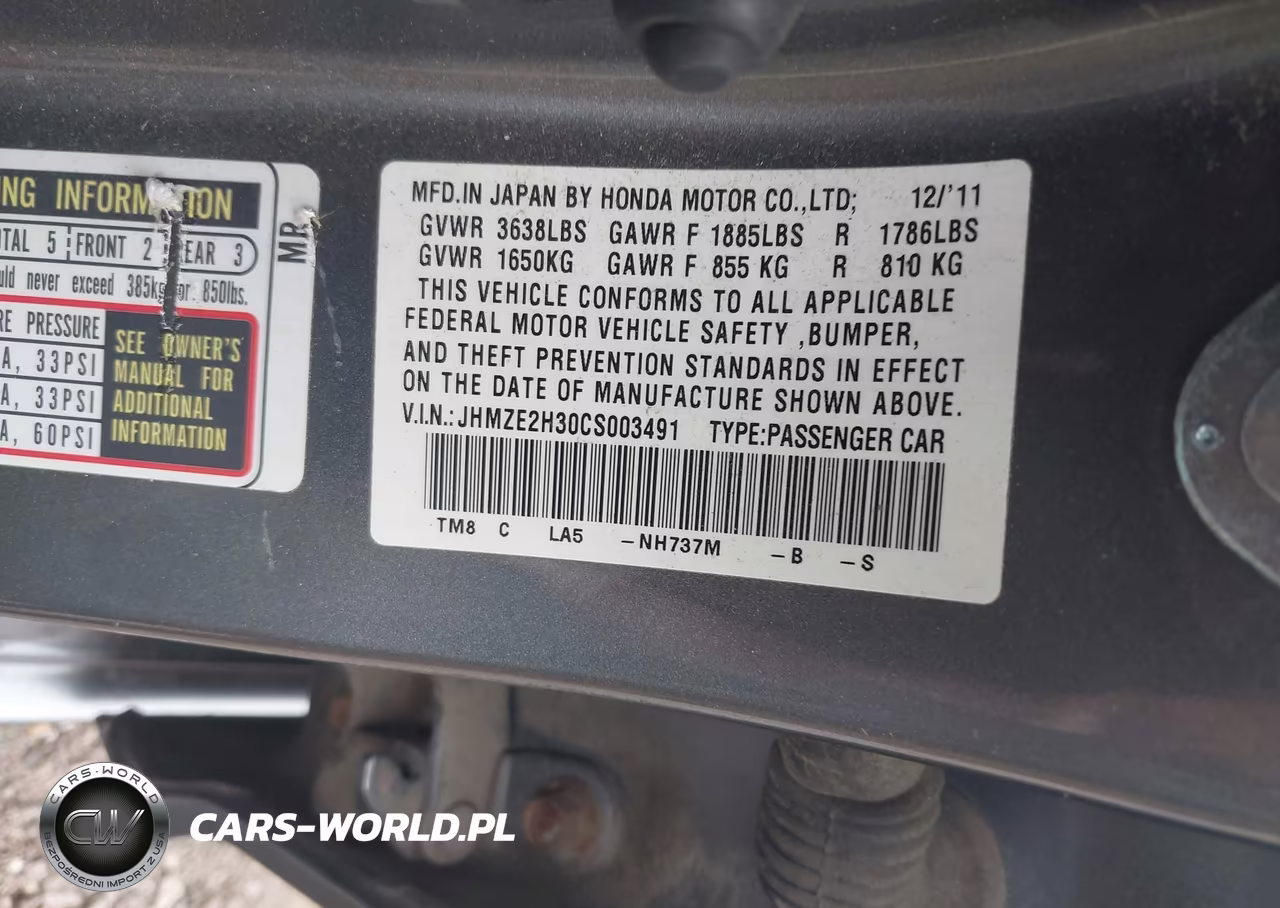 2012 Honda Insight VIN:JHMZE2H30CS003491 - 9
