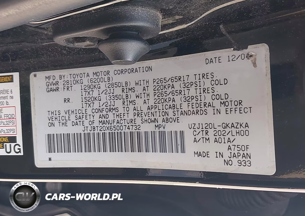 2005 Lexus Gx 470 VIN:JTJBT20X650074732 - 9
