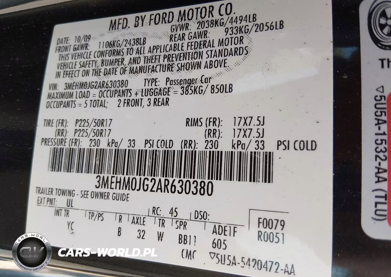 2010 Mercury Milan Premier VIN:3MEHM0JG2AR630380 - 9