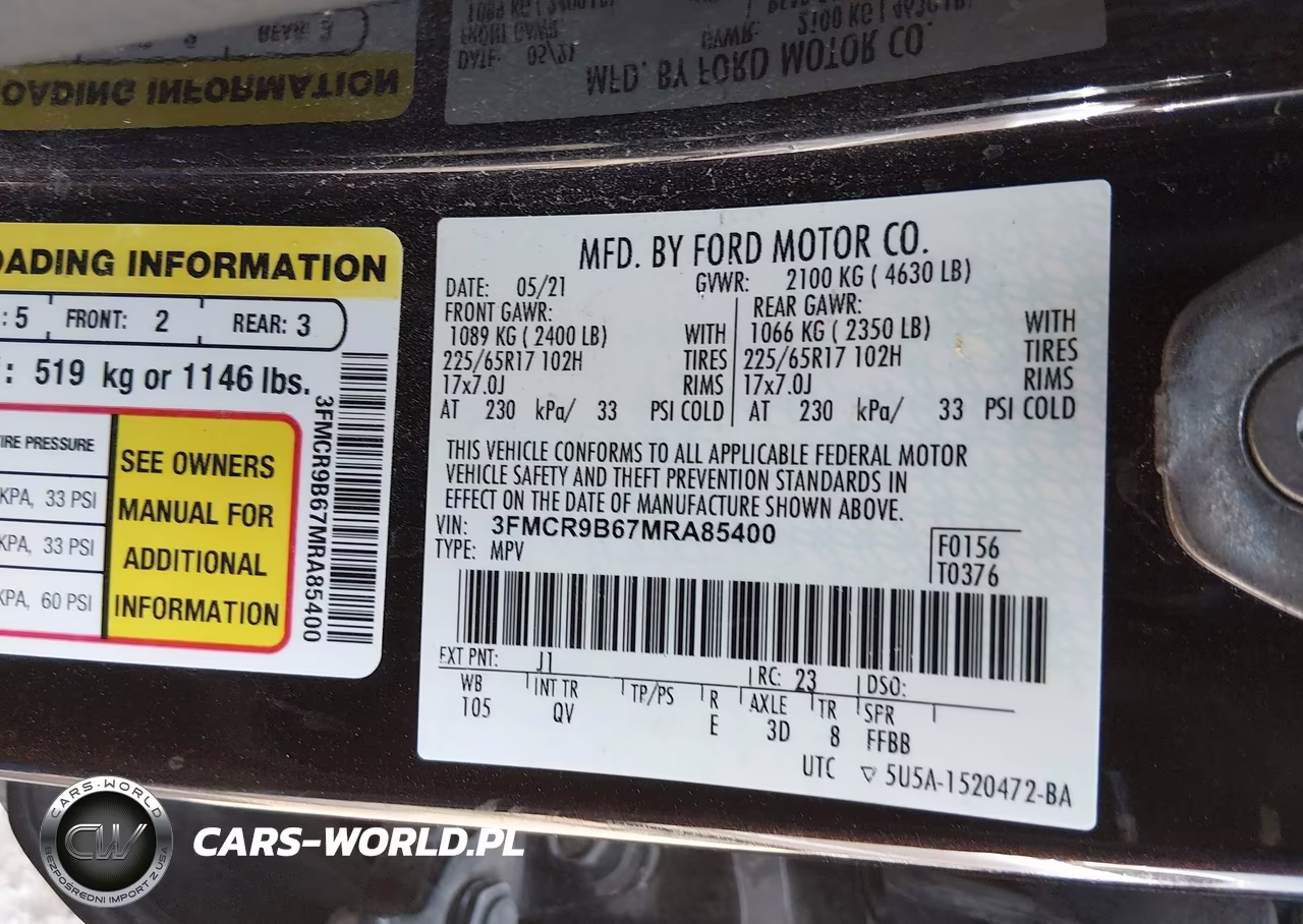 2021 Ford Bronco Sport Big Bend VIN:3FMCR9B67MRA85400 - 9