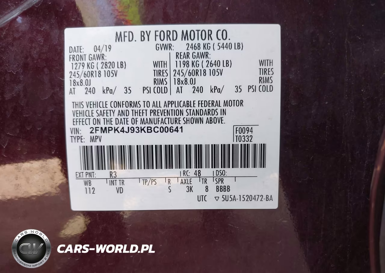 2019 Ford Edge Sel VIN:2FMPK4J93KBC00641 - 9